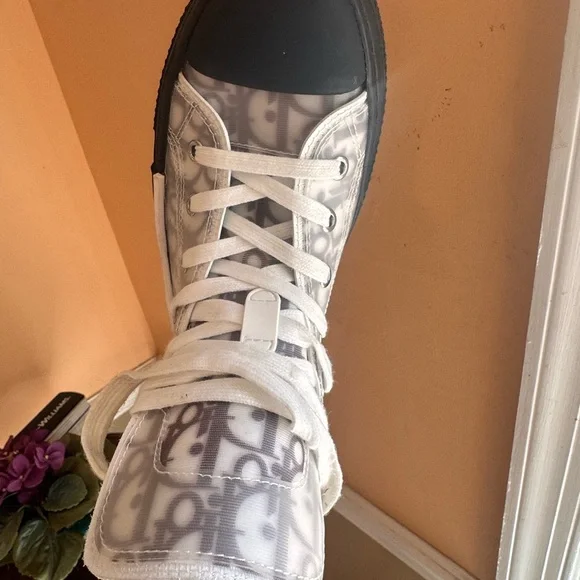 Dior Monogram High-Top Sneakers in Black and White